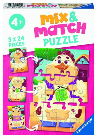 Immagine puzzle 3 Puzzle da 24 Pezzi Mix & Match - Gli Amici della Fattoria