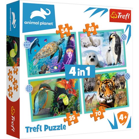 Immagine puzzle 4 Puzzle in 1 - The Mysterious World of Animals