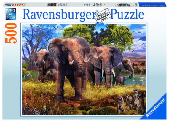 Immagine puzzle Puzzle da 500 Pezzi - Famiglia di Elefanti