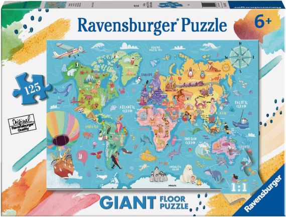 Immagine puzzle Puzzle da 125 Pezzi Gigante da Pavimento - Mappa del Mondo